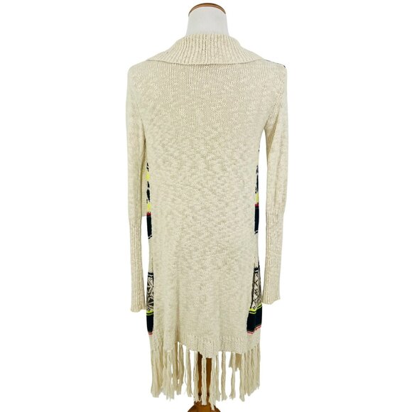 Vintage Y2K Princess Vera Wang Fringe Boho Multicolor Knit Cardigan Cottagecore - Picture 10 of 15